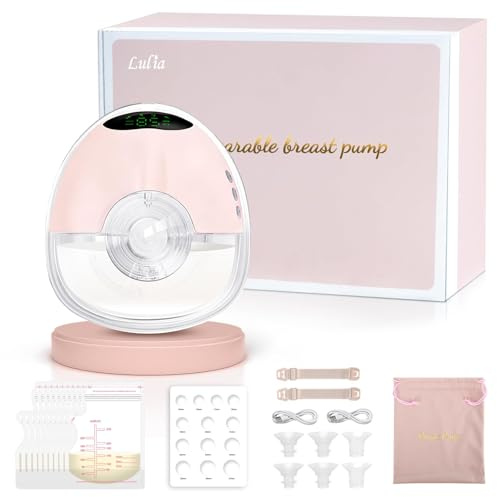 Lulia Extractor de leche portátil con succión fuerte, 4 modos de 9 niveles, sacaleches eléctrico manos libres, gran capacidad de 6 onzas, privado, incluye bridas de 17/19/21/24 mm (1 paquete, rosa)
