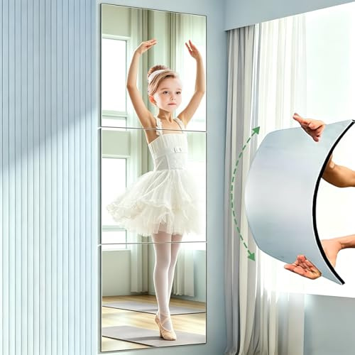 Larber 3 Piezas Espejos Adhesivos de Pared,30x40cm Espejos Decorativos de Pared sin Marco, Espejo Pegatina no de Vidrio para Puerta Armario,Recibidores,Baño,Gimnasio (3PCS)