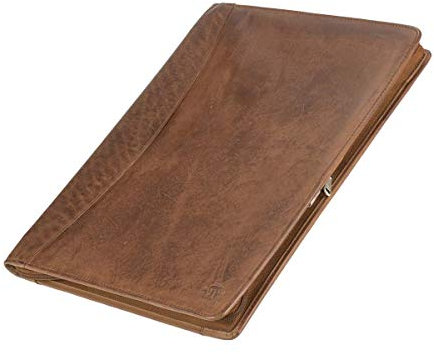 Bear Design Schreibmappe Leder Konferenzmappe braun A4 Orgamappe Cognac braun