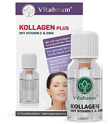 Vitabaum® Beauty Kollagen - mit Vitaminen D3, C, B2, B7, Zink & Mangan - Unterstützung für Haare, Haut und Nägel – Innovatives Twist and Mix System™ für schnelle Aufnahme