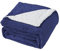 Good Nite Blanket 230x270cm Reversible Sherpa Fleece Blanket Fluffy Polyester Blanket Soft and Warm Bed Blankets for Home life and Travel (Navy,Super King)