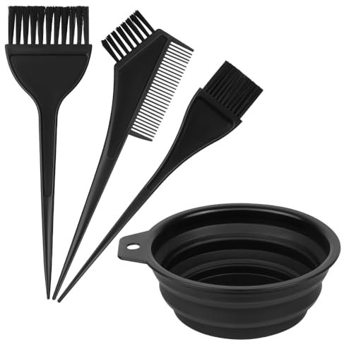 GAOHUI 4 Pcs Hair Coloring Brushes, Hair Dye Kit, Double Sided Hair Dying Brushes Tint Comb Set, DIY Salon Hair Dye Brush and Bowl Set with Hair Dying Mixing Bowl