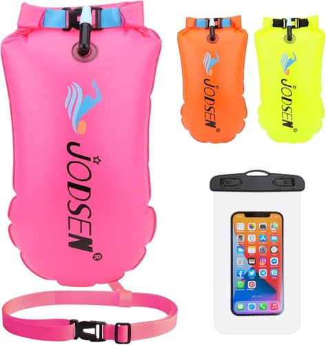 Jodsen Swim Buoy Tow Float Dry Bag,Wild Swimming Float and Waterproof Phone Case,Inflatable Watertight Dry Bag,for Open Water Swimming Sports Kayakers Triathletes Snorkelers,Swim Bubble Highly Visible