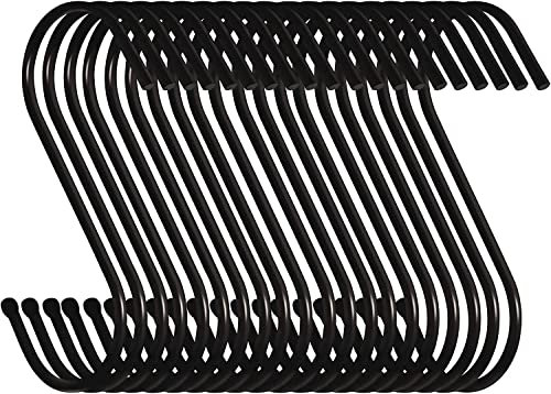 Baoswi 20 Pack Heavy Duty S Hooks 9 cm S Shaped Hanging Hooks Large Hangers for Kitchen, Bathroom, Bedroom and Office(Black)