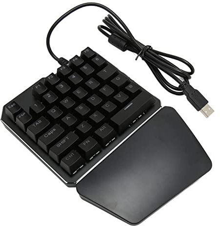 Lazmin112 Einhand-Tastatur, 35 Tasten, RGB-Hintergrundbeleuchtung, Blauer Schalter, Ergonomische Halbtastatur, USB-Kabel, Professionelle Gaming-Tastatur, für Gaming-Büroarbeiten