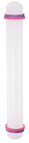 sourcing map Fondant Rolling Pin 12 Inch x 1.38 Inch Adjustable Guide Rings Non-Stick PP Plastic Fondant Roller Dough Roller Kitchen Decorating Tools for Cookie Pastry Pizza Clay