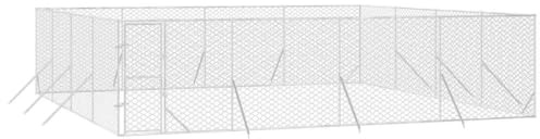 vidaXL Chenil d'extérieur pour Chiens argenté 8x8x2 m Acier galvanisé, chenil pour Chiens, Cage pour Chiens, Cage pour Animaux de Compagnie, Niche