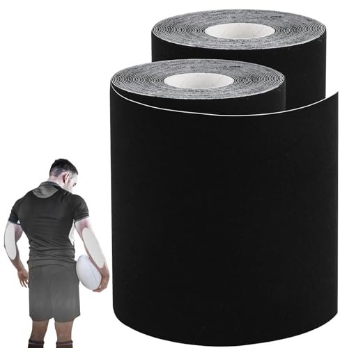 2 Rolls Kinesiology Tape, Muscle Support Tape Extra Wide Waterproof Turf Tape for Arms Football Ultra Sticky Athletic Sports Tape Wrap for Exercises Gymnastics to Prevent Turf Burn (Black White)