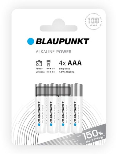 BLAUPUNKT AAA batterie alcaline, confezione da 4, per gli orologi a parete e telecomandi TV, LR03BPO/4CP