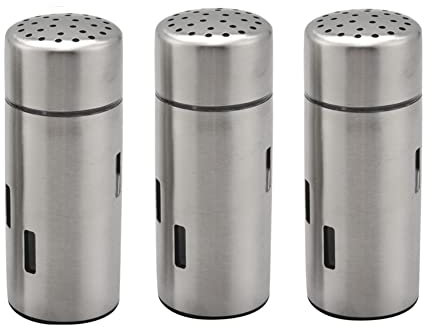 dieyyuca 3 Stück Salz- und Pfefferstreuer Edelstahl-Gewürzstreuer Shaker Sichter für Salz, Zucker, Pfeffer, Zimt, Gewürze