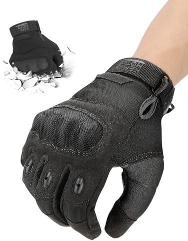 KEMIMOTO Taktische Handschuhe, Militär Einsatzhandschuhe mit Kohlefaser Knöchelprotektor und Touchscreen, Atmungsaktiv, Vollfinger, für Bushcraft, Jagd und Security