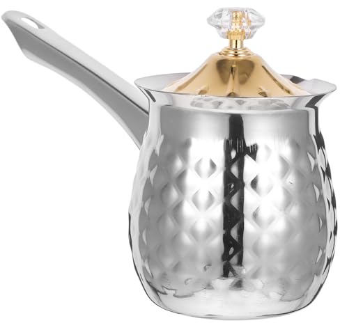 MUCKLILY Stainless Steel Milk Frothing Pitcher 4.33 Inch Wear-Resistant Steaming Cup with Comfortable Handle for Home Kitchen Cafe Use