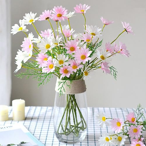 NatureMan Lot de 12 Fleurs artificielles en Soie - Résistantes aux UV - Fausses Fleurs Sauvages avec tiges - Arrangements de Marguerites pour la Maison, l'hôtel, Le Bureau, la décoration de Jardin (b