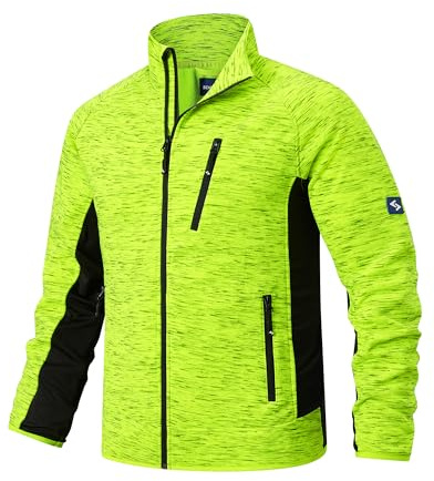Scheibler Herren Leichte Sportjacke Stehkragen Hooded Jacket Kapuzenjacke Männer Sweatjacke Warm Übergangsjacke Outdoor Arbeitsjacke für Wandern Laufen Freizeit L (Gelb/Schwarz-meliert/Schwarz)