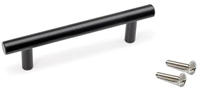 Emuca - Poignée pour Meubles, L136mm, entraxe 96mm, Acier, Peint en Noir