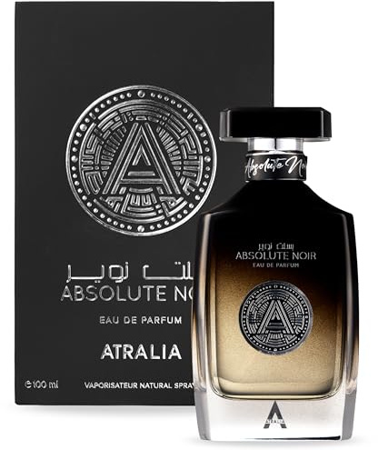 Atralia Absolute Noir Eau De Parfum Uomo 100 Ml 3.4 Oz - Fragranze Lussuose E Durature Con Note Di Fuori Di Bergamotto, Limone, Pompelmo E Pepe Rosa - La Migliore Alternativa Per Absolu Aventu