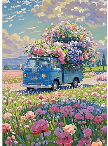 GDYEEH Sea of Flowers Diamond Art Painting Kits, 5D DIY Blommor Full Round Borr Sparkling Diamantmålning, Bild, Diamantmålning, Konst Hantverk Kits För Vuxna, Nybörjare, Heminredning, 30 x 40 cm