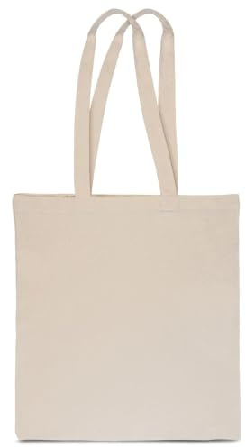 SAKETOS Borsa in tessuto 38 x 42 cm – Tote Bag – Sacchetto di stoffa da dipingere senza stampa 5, 10, 25 pezzi – Borsa in cotone con due manici lunghi – Colore Naturale 25 pz