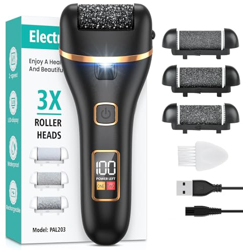 PALATALA Lima Electrica Pies Durezas, Lima Pies Durezas Quita Durezas Para Pies, Recargable con 3 Rodillos de Recambio Callos Pies Eliminar Lima Pies Electrico, con 2 Velocidades Lima Electrica Pies