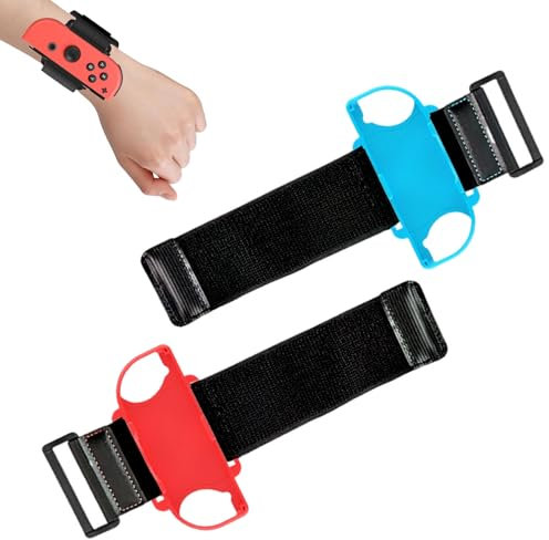 2 Stück Just Dance Armband,Armbänder Für Just Dance 2025 2024 2023 2022,Für Zumba Burn It Up,Verstellbarer Elastischer Armband Für Nintendo Switch/Switch Oled (Rot & Blau)