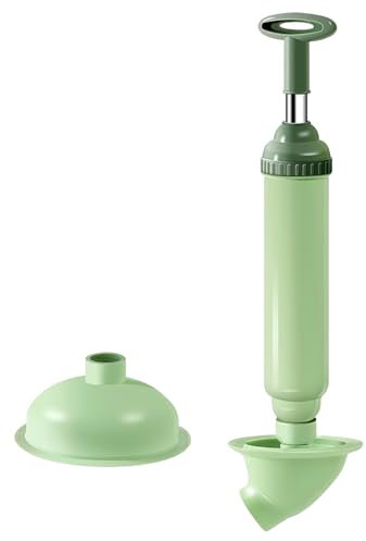 Desatascador Tuberias a Presion, PVC + Caucho, Desatasco Rápido de Alcantarillas, Adecuada para Inodoros, Lavabos, Desagües de Suelo, Tuberías de Desagüe (Tipo Codo + Tipo Normal) (Verde)