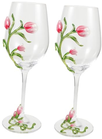 FUNOMOCYA 2piezas Copa De Vino Tulipán Decorativa Copas Flauta Para Servir Vino Resistente y Duradera Para Fiesta