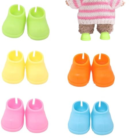 Wanheart 5 Paar Puppenschuhe – Stoffschuhe für 10cm & 15cm Stoffpuppen, Sportschuhe für Mini-Puppen, Puppenkleidung Zubehör