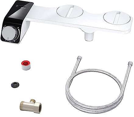 Eieenotee Accesorio para Bidé Inodoro Ultradelgado Boquilla Doble Espiral PresióN de Agua Ajustable Pulverizador de Culo No EléCtrico con Manguera,A