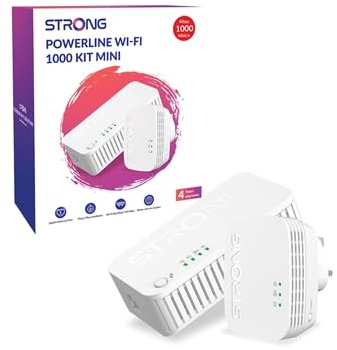 STRONG AV1000 WiFi Powerline Network Adapter Kit, AC1200 Powerline WiFi Internet Extender, Plug & Play with Pair Button, Gigabit Ethernet Ports, Power Saving Mode, 300 Meters Range, Ideal for 3D/4K TV