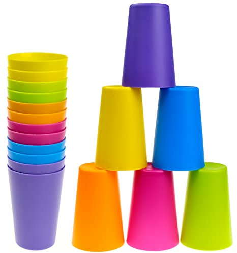 MEIYAXINWIN 12 stycken färgglada plastmuggar 160 ml dryckesmugg plast stabil återanvändbar dryckesmugg hård plast återanvändbara muggar för fest (6 färger)