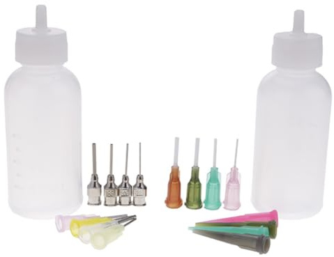 2 pezzi kit tatuaggio temporaneo all'hennè flaconi applicatori vuoti con 16 punte aghi per kit flaconi applicatore punta di precisione cono tatuaggio all'henné