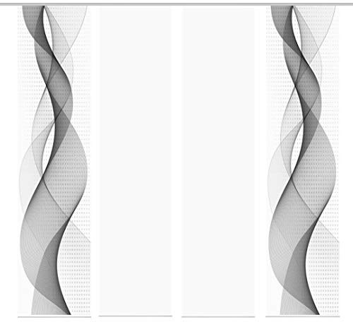 Home Fashion 4er-Set Schiebegardinen OPALIA, 4X 245 x 60 cm inkl. Zubehör, Farbe:grau