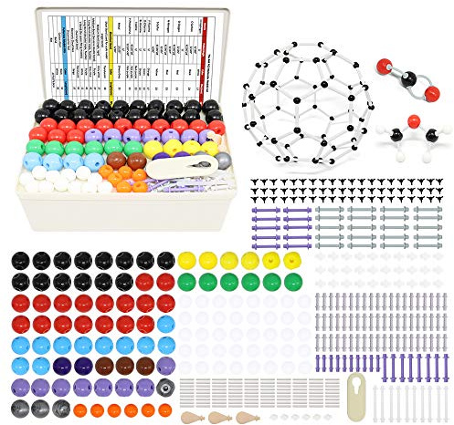 RELIANCER Molecular Model Kit,444PCS Organic Molecular Chemistry Set w/C60,Atoms,Bonds,Molecular Structures Building Kit for Chemistry Learning,STEM Science Kits for Teachers,Students,Young Scientists