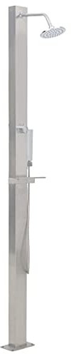 vidaXL Douche d'Extérieur Jardin Colonne de Douche avec Pomme de Douche à Main Douchette Extérieur Patio Acier Inoxydable Droit