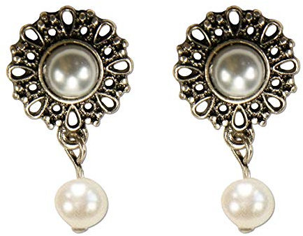 Alpenflüstern Trachten-Ohrstecker Helena - Damen-Trachtenschmuck, Trachten-Ohrringe (creme-weiß) DOR052