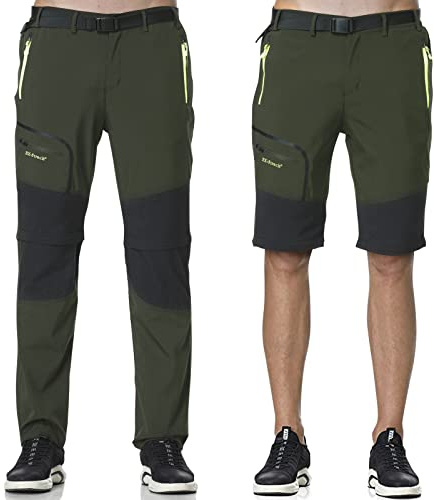 SOLOYEE Vandringsbyxor för herr bergsbyxor konvertibla shorts, vattentäta, snabbtorkande andningsbara, reptåliga, arbete, vandringsbyxor, grön, S
