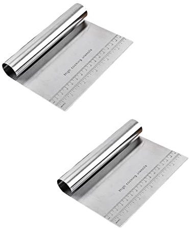 通用 2 Pièces Grattoir à Pâte en Acier Inoxydable, Spatule de Cuisine Grattoir, Grattoir de Pâtissier en Demi-Cercle, en Acier Inoxydable avec échelle, Postuler à Gâteau, Pizza, Pain(Argent)