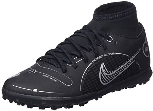 NIKE Unisex Superfly 8 Club Tf Trainers, Black Metallic Silver Medium Ash, 8.5 UK
