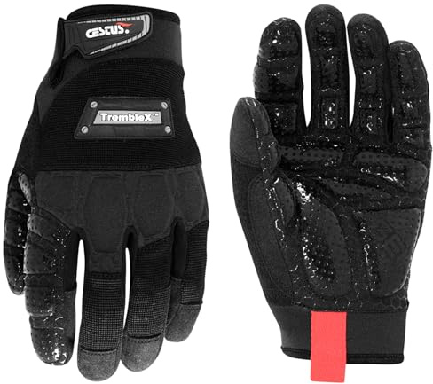Cestus TrembleX, Anti Vibration Gloves, Gel Padded Palm, Work Gloves With Grip (Large)