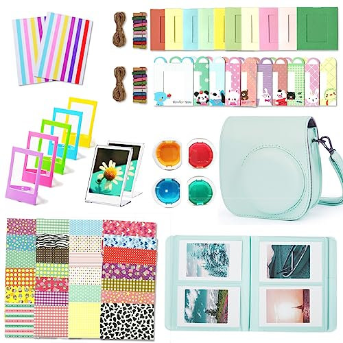 Leebotree Sofortbildkameras Kamera Zubehör Kompatibel mit Instax Mini 12 Sofortbildkamera beinhaltet Tasche/Album/Rahmenaufkleber/Eckaufkleber (Mint Green)