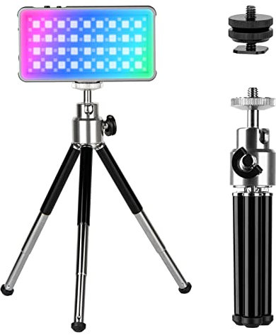 SMALLRIG Led Videoleuchte RGB mit Mini-Stativ und Cold Shoe Mount, Leichtes Fotolicht mit Integriertem OLED-Display, 2500K–8000K, CRI 96, TLCI 96, mit 21 Lichteffekten, P96L Tripod Kit Edition - 3861B