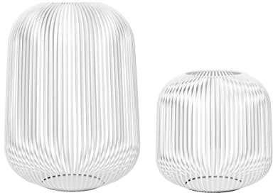blomus Laterne Lito 2er Set | Weiß | Größe M und L | 28L x 28B x 27H cm | 33L x 33B x 45H cm | Kerzenhalter Weiß | Windlicht aus Edelstahl | Laterne Deko | Indoor Windlicht