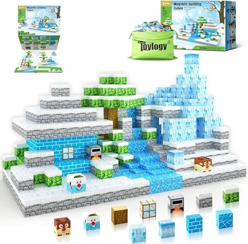Toylogy Magnetische Bausteine-Bauen Mine Magnete Welt Ice Edition Set, Magnet World Kinderspielzeug für 3 4 5 6 Jahre Geschenk Mädchen, Magnetspiel Prinzessin Castle STEM Spielzeug für 3+ Kinder