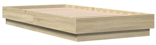 vidaXL Cadre de Lit, Lit Simple avec Sommier à Lattes, Lit Adulte, Meuble de Chambre à Coucher, Moderne, Chêne Sonoma 90x190 cm Bois d'ingénierie