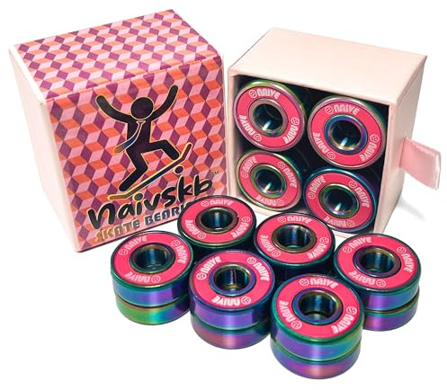 Naivskb Skate Bearings 8mm 16 Pack, Precision 608 Bearings Quad Inline Skates Roller Derby Skateboard Longboard Scooter(Callme Pink)