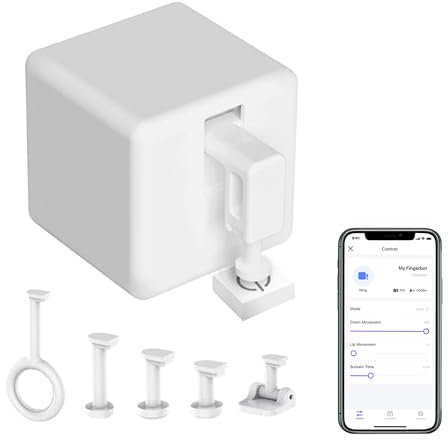 Smart Switch Button Pusher: Bluetooth Fingerbot Plus with Toolkit for Any Buttons & Switches, Tuya App Control, No Wiring, Add Tuya Bluetooth Hub to Make it Compatible with Alexa, Google Home (White)