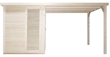 SANOTECHNIK Rouma, sauna esterna per 4 – 5 persone, 460 × 230 × 219,5 cm, forno Harvia 8 kW, cabina a infrarossi a spettro completo con forno per sauna con pietre per sauna – Art. n. F30460