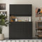 Armario de cocina de 8 puertas, armario de cocina de 2 cajones, color negro, armario de cocina con encimera, armario multiusos con estantes ajustables, blíster de 7 cm de barra cuadrada de 40 x 180 x