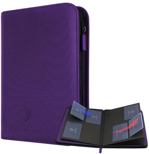 Card Guardian - Premium 4 Pocket Card Binder 160 Side Loading Pocket with Zipper for Trading Card Games TCG (Purple)