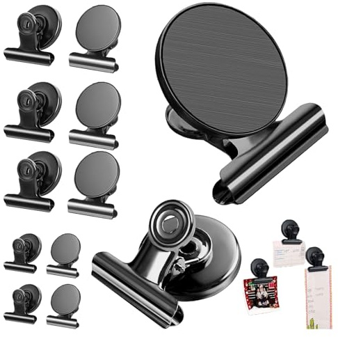 FISH DRAGATE 12 pcs clip magnetiche per frigorifero 31 mm,magneti in metallo con clip, lavagna magnetica,per lavagna, lavagna bianca, frigorifero, ufficio